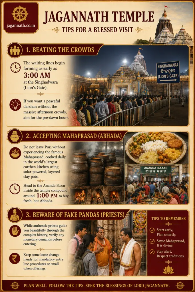 An informational guide providing useful tips to ensure a great visiting experience at the Shree Jagannath Temple in Puri Odisha